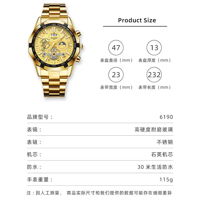 Luxury Swiss Style Men’s Quartz Watch Big Face Design, Waterproof, Luminous, Business Casual Wristwatch