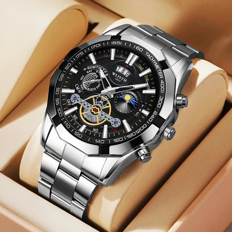 Luxury Swiss Style Men’s Quartz Watch Big Face Design, Waterproof, Luminous, Business Casual Wristwatch