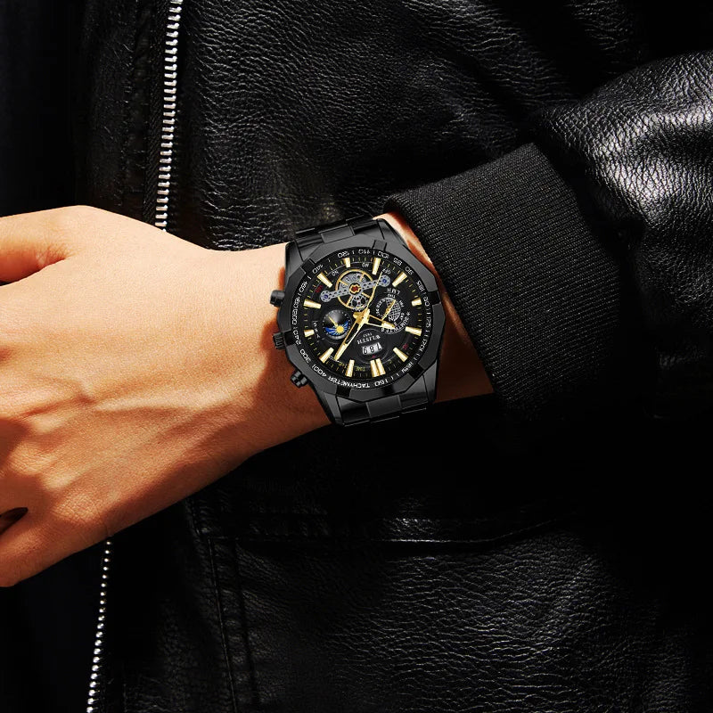 Luxury Swiss Style Men’s Quartz Watch Big Face Design, Waterproof, Luminous, Business Casual Wristwatch