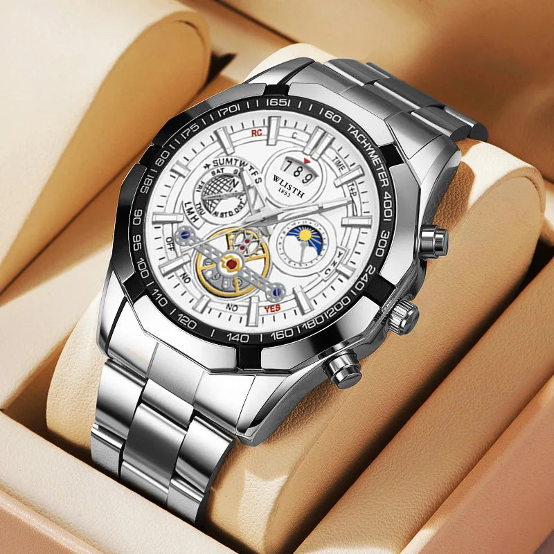 Luxury Swiss Style Men’s Quartz Watch Big Face Design, Waterproof, Luminous, Business Casual Wristwatch