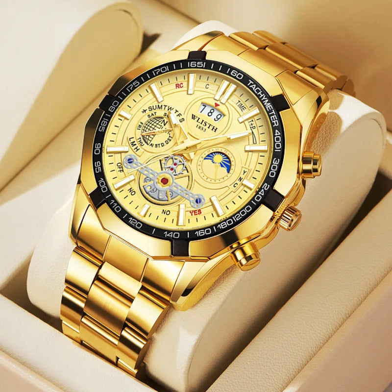 Luxury Swiss Style Men’s Quartz Watch Big Face Design, Waterproof, Luminous, Business Casual Wristwatch