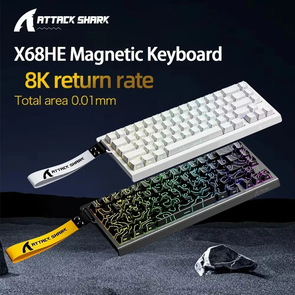 ATTACK SHARK X68HE Gaming-Tastatur Magnetische mechanische Tastatur 8K Abtastrate 0,01 mm RT-Präzision 128K Scanrate Gaming-Zubehör